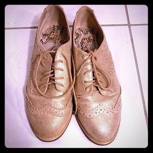 GB gold powered kid suede oxfords